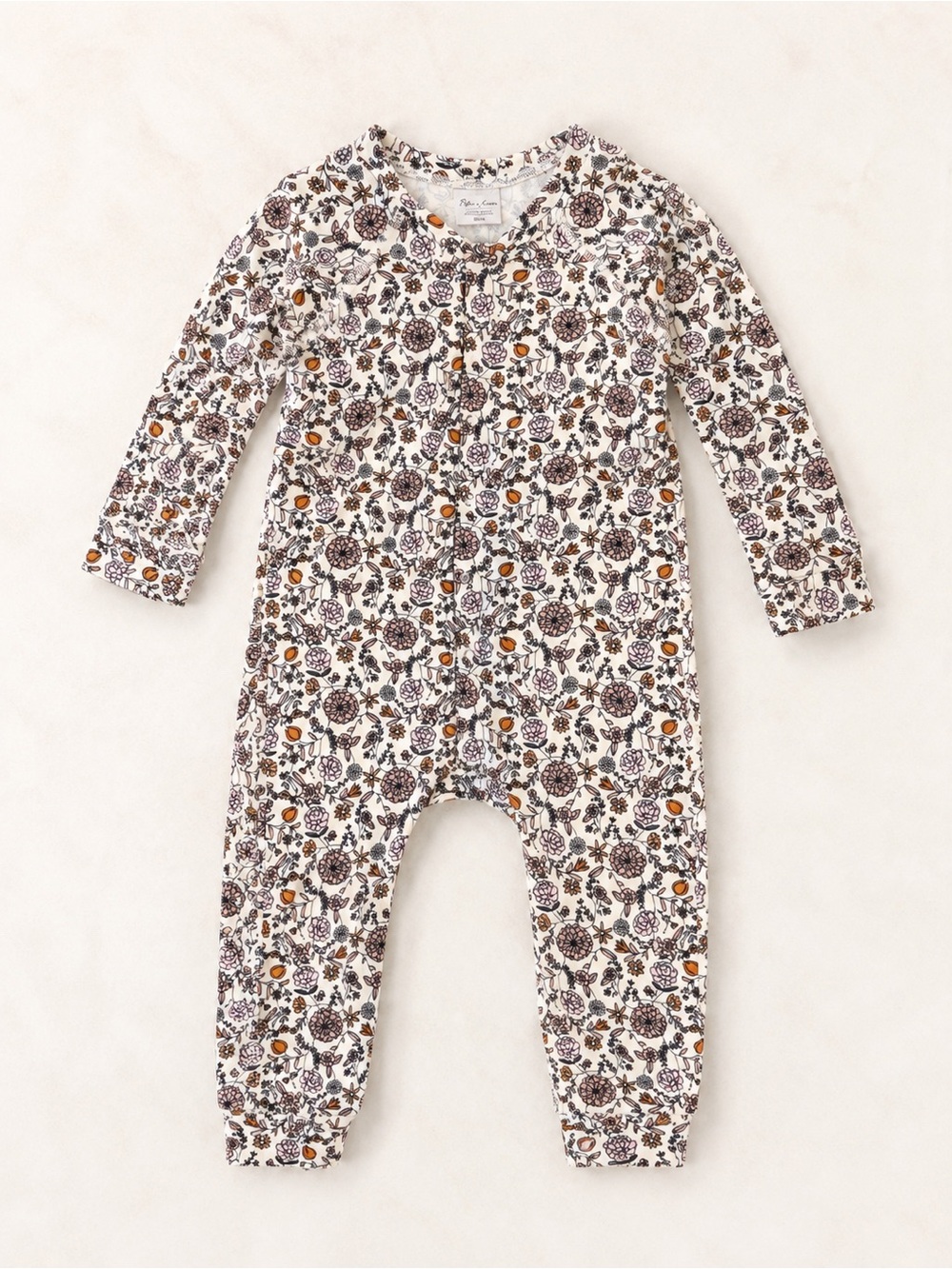 Jax & Lennon Floral Print Long-Sleeve Girls Romper / Floral Bamboo Jumpsuit 2/3Y